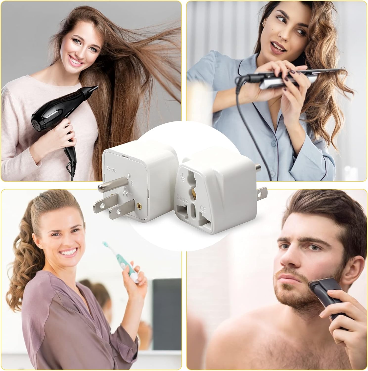 4 Pack Universal Adapter, Europe to US Plug Travel Adapters (White) - Image 6