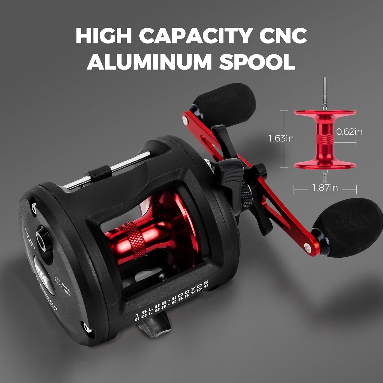 KastKing ReKon Round Baitcasting Fishing Reel, Saltwater Inshore Surf Trolling Reel, Up to 30LBS Powerful Max Drag, Conventional Reel for Catfish, Musky, Bass, Durable Graphite Frame for Saltwater - Image 4